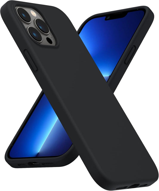 Shockproof Liquid Silicone Designed for Iphone 13 Pro Max Case 6.7", Gel Rubber Full Body Protection Anti-Shock Cover Case Drop Protection 6.7Inch-Black