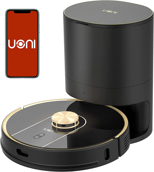 V980Plus Robot Vacuum Cleaner with Self-Emptying Dustbin - Lidar Navigation Robotic Vacuums Multi-Floor Mapping 2700Pa Strong Suction with No-Go Zones 190 Mins Runtime for Pet Hair